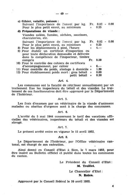 — 184 — Arrêté du 2 mai 1951, concernant le ... - Etat du Valais