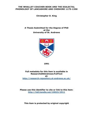 Christopher D King PhD Thesis - University of St Andrews