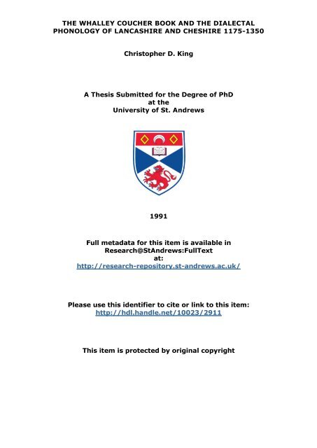 Christopher D King PhD Thesis - University of St Andrews