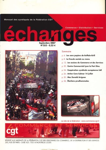 Echanges septembre 2007 n° 252 - CGT Avenance Entreprises