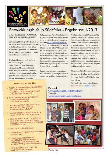 Entwicklungshilfe in Südafrika - Ergebnisse 1/2013