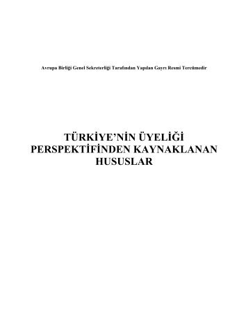 Türkiye'nin üyeliği perspektifinden kaynaklanacak hususlar