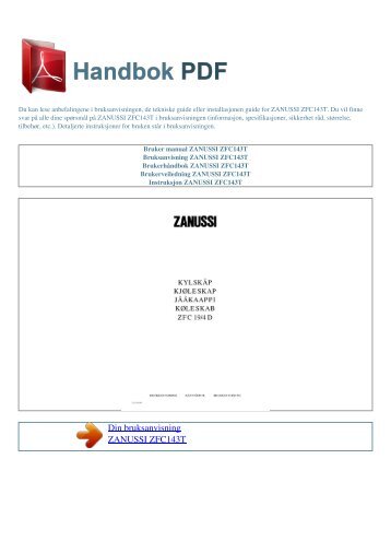 Bruker manual ZANUSSI ZFC143T - HANDBOK PDF