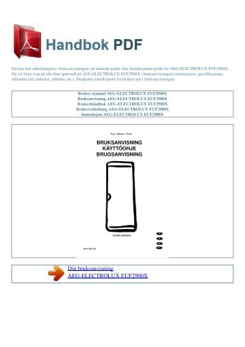 Bruker manual AEG-ELECTROLUX EUF2900X - HANDBOK PDF