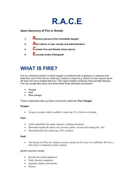 Theories of Fire, Fire Extinguishment & Instruction of the use of ...