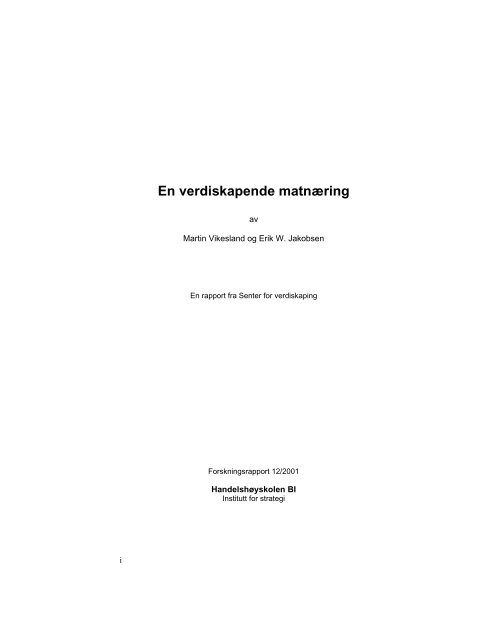 En verdiskapende matnæring - Handelshøyskolen BI