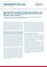 PRESSEMITTEILUNG - Antisense Pharma