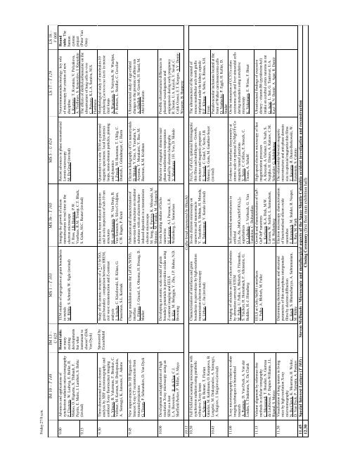 Detailed Scientific Programme (including all lecture and poster times)