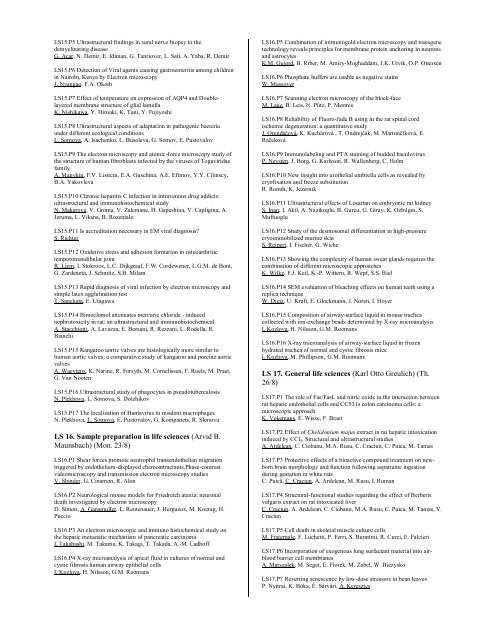 Detailed Scientific Programme (including all lecture and poster times)