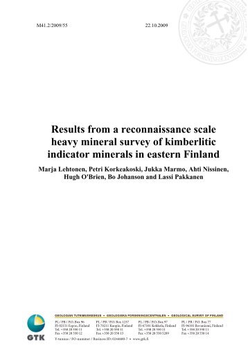 Results from a reconnaissance scale heavy mineral ... - arkisto.gsf.fi