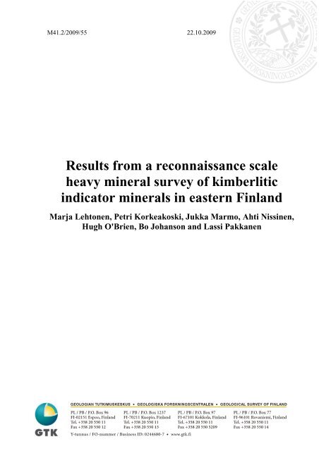 Results from a reconnaissance scale heavy mineral ... - arkisto.gsf.fi