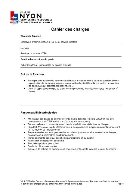 Cahier des charges - Nyon