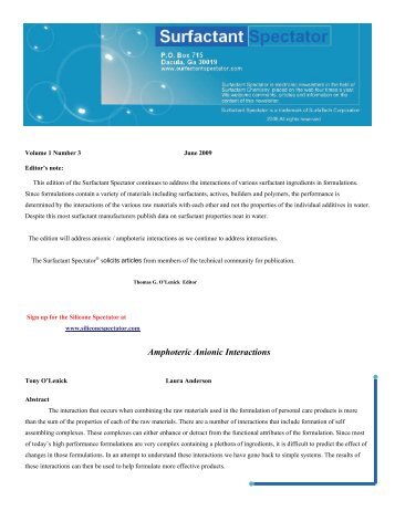 Amphoteric Anionic Interactions - Surfactant Spectator