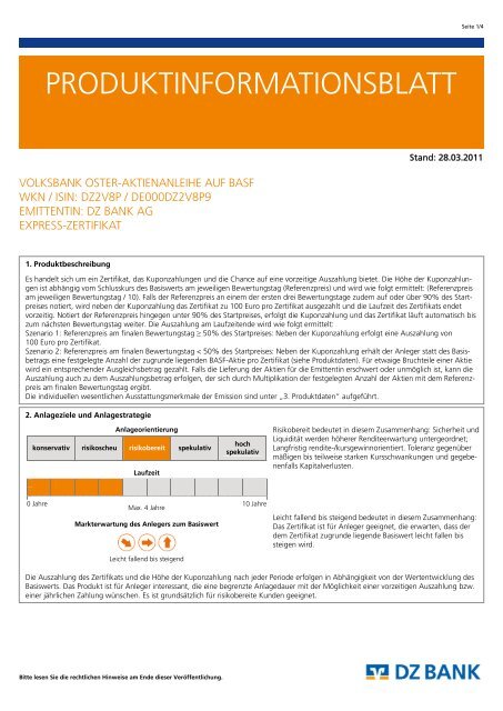 PRODUKTINFORMATIONSBLATT - Vwd