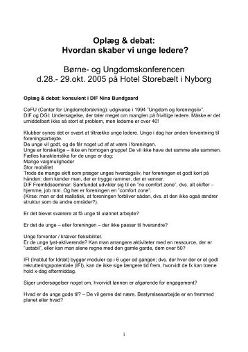 Oplæg & debat: Hvordan skaber vi unge ledere? Børne- og ...