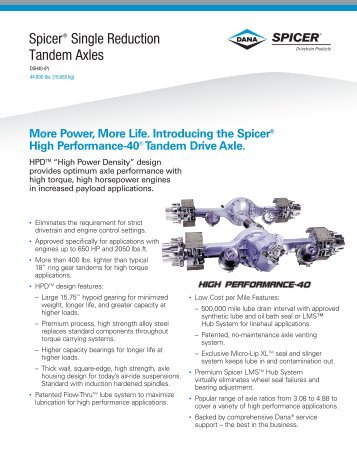 Spicer® Single Reduction Tandem Axles