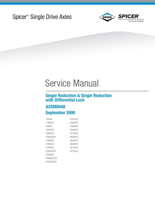 Single Reduction & Single Reduction with Differential Lock - Spicer