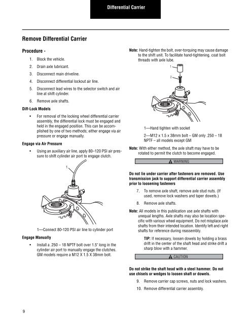 Single Reduction & Single Reduction with Differential Lock - Spicer