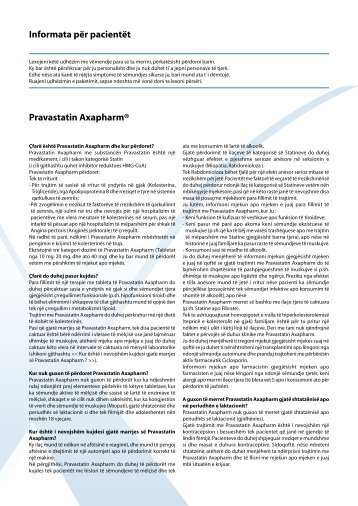 Informata për pacientët Pravastatin Axapharm®