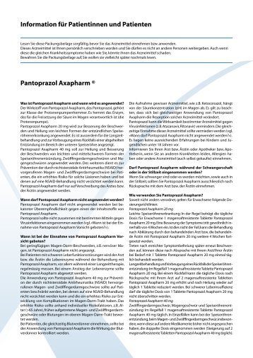 Information für Patientinnen und Patienten Pantoprazol Axapharm ®
