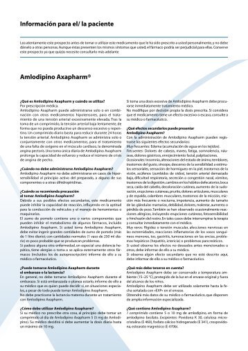 Información para el/ la paciente Amlodipino Axapharm®