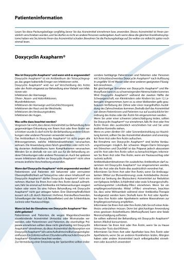 Patienteninformation Doxycyclin Axapharm®