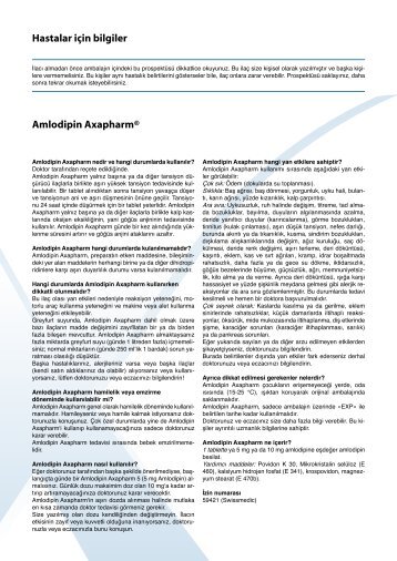 Hastalar için bilgiler Amlodipin Axapharm®