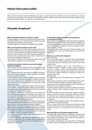 Patient information leaflet Fluoxetin Axapharm®