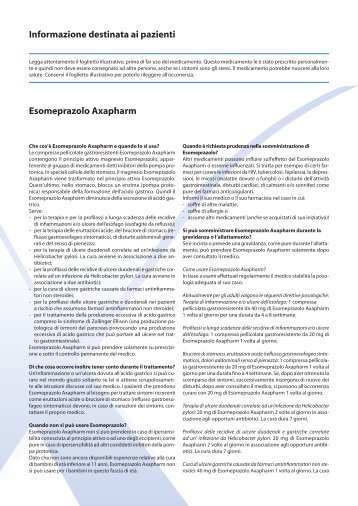 Informazione destinata ai pazienti Esomeprazolo Axapharm