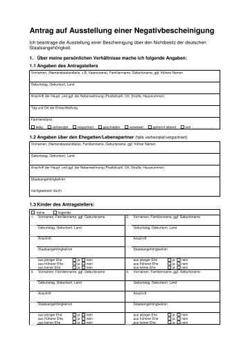 Antrag auf Negativbescheinigung - Weimar