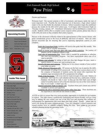 FZS Newsletter - Fort Zumwalt - South High School - Fort Zumwalt ...