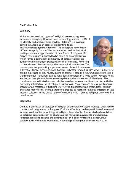Ole Preben Riis Summary While institutionalized types of 'religion ...