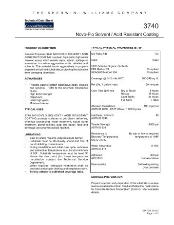 Novo-Flo Solvent / Acid Resistant Coating - General Polymers
