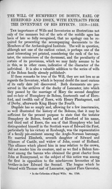 r THE WILL OF HUMPHREY DE BOHUN, EARL OE HEREFORD ...