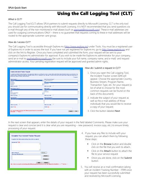 Using the Call Logging Tool (CLT)
