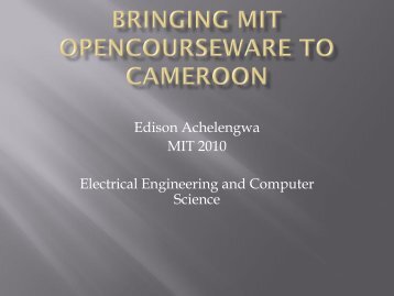 Bringing MIT OpenCourseWare to Cameroon