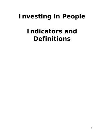 Investing in People Indicators and Definitions - US Department of State