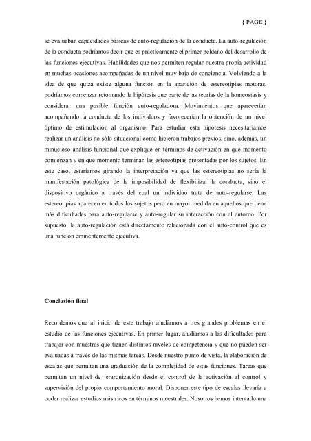 fallos en función ejecutiva y estereotipias motoras - Aetapi