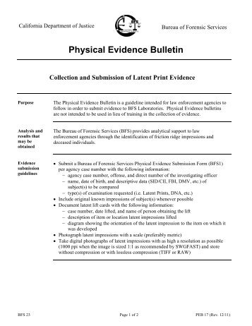 Physical Evidence Bulletin-Collection and Submission of Latent ...