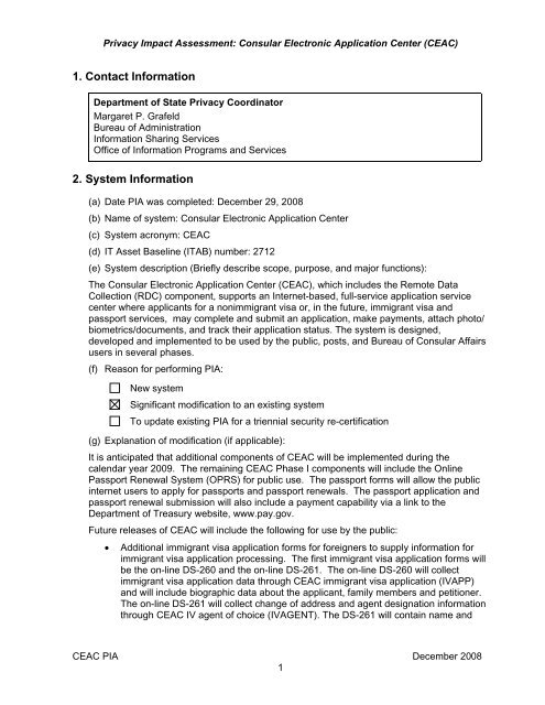 Consular Electronic Application Center (CEAC) - US Department of ...