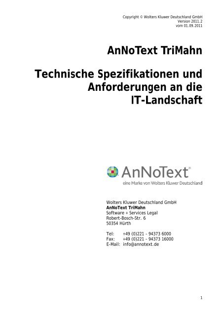 AnNoText TriMahn Technische Spezifikationen und Anforderungen ...
