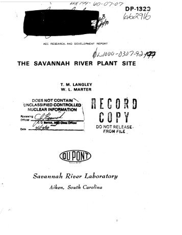 the savannah river plant site