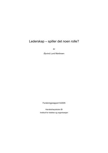 Lederskap – spiller det noen rolle? - Handelshøyskolen BI