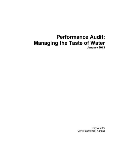 Performance Audit: Managing the Taste of Water - City of Lawrence