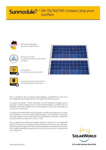 SW 155/160/165 Compact poly pour SunPlain - SolarWorld AG
