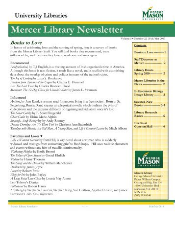 Mercer Library Newsletter - University Libraries - George Mason ...