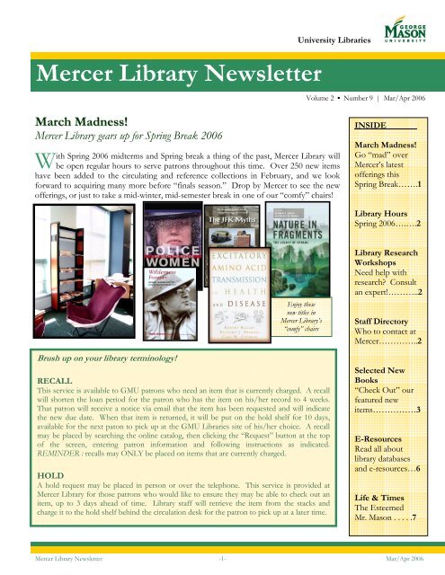 Mercer Library Newsletter - University Libraries - George Mason ...