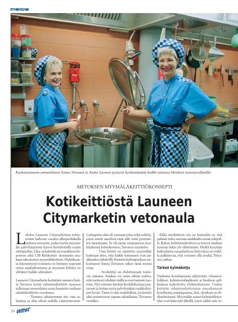 Metos Uutiset, julkaisija Hackman Metos Oy Ab Ahjonkaarre, 04220 ...