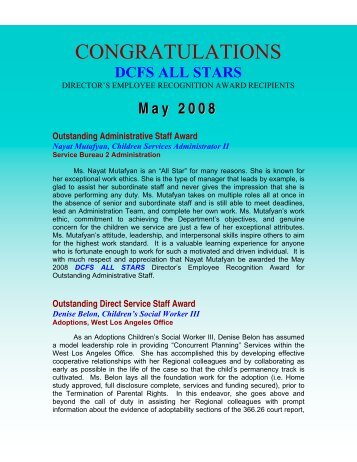 May Award (PDF) - Los Angeles County Department of Children and ...