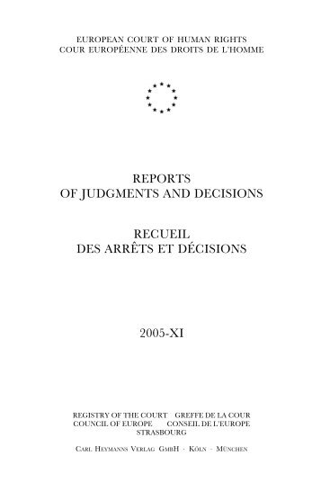 REPORTS OF JUDGMENTS AND DECISIONS RECUEIL DES ...
